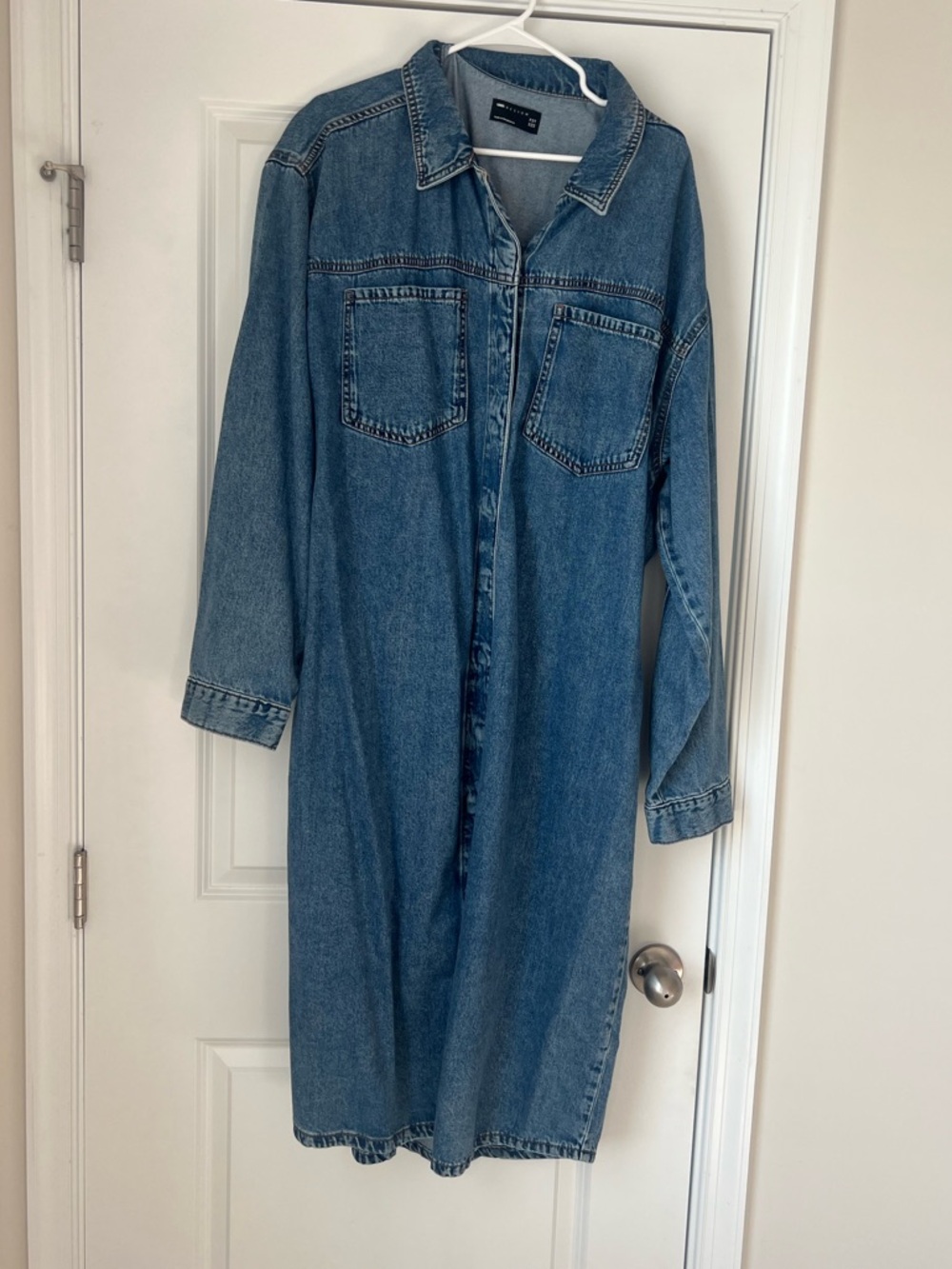 ASOS Denim Maxi Shirt Dress in Medium Blue